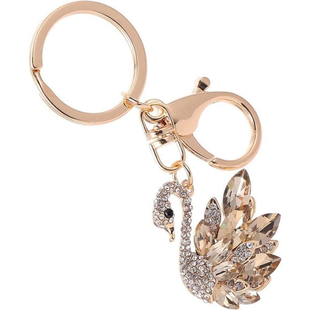 Swan Shaped Keychain In Gold - Picture 2 of 9